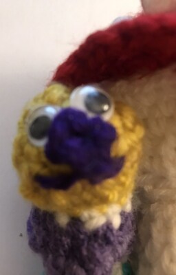 Handmade Crocheted Mushroom Figure with little worm - image2